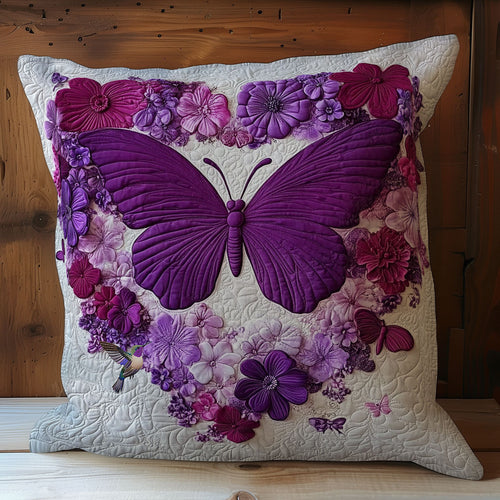 Purple Flower Butterfly WY2501053CL Quilt Pillow Case