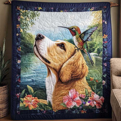 Dog Hummingbird Friends WP0310022CL Quilt