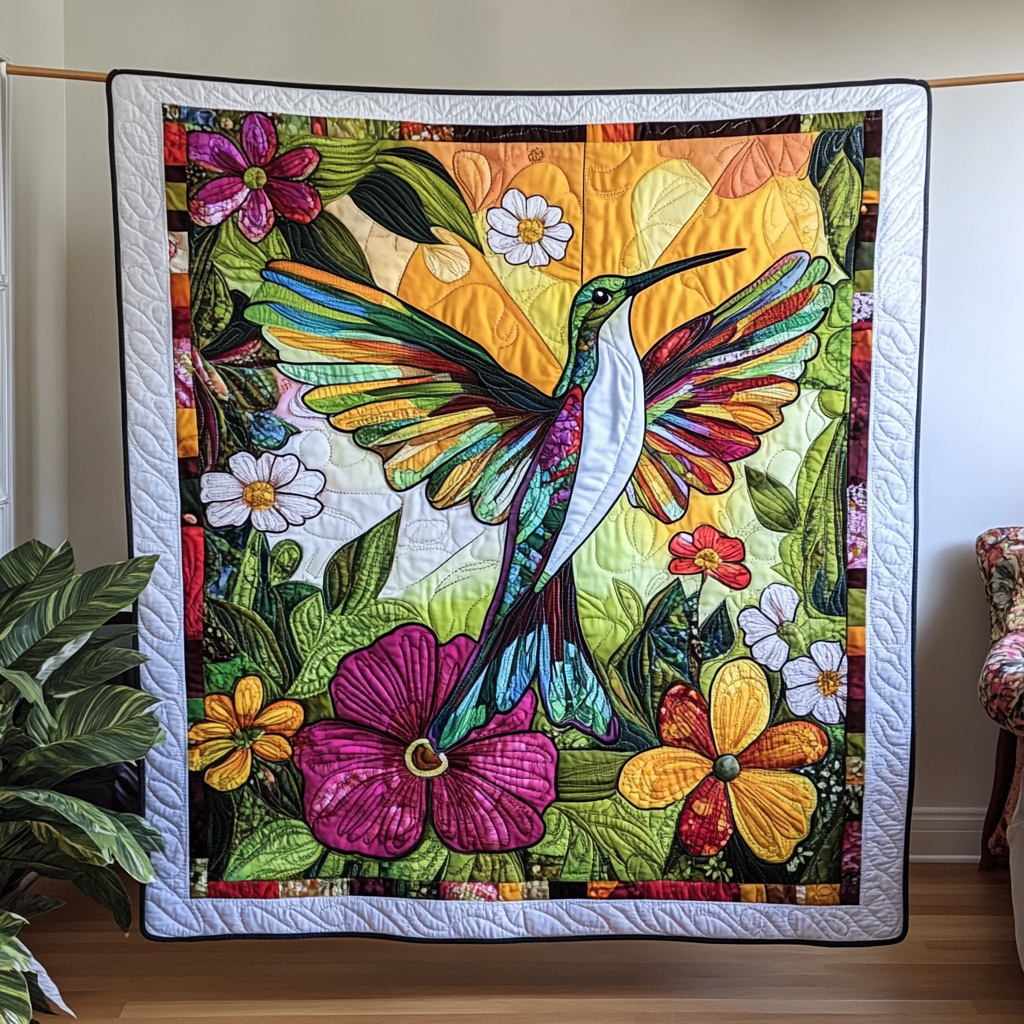 Hummingbird Floral Cascade WN2509014CL Quilt