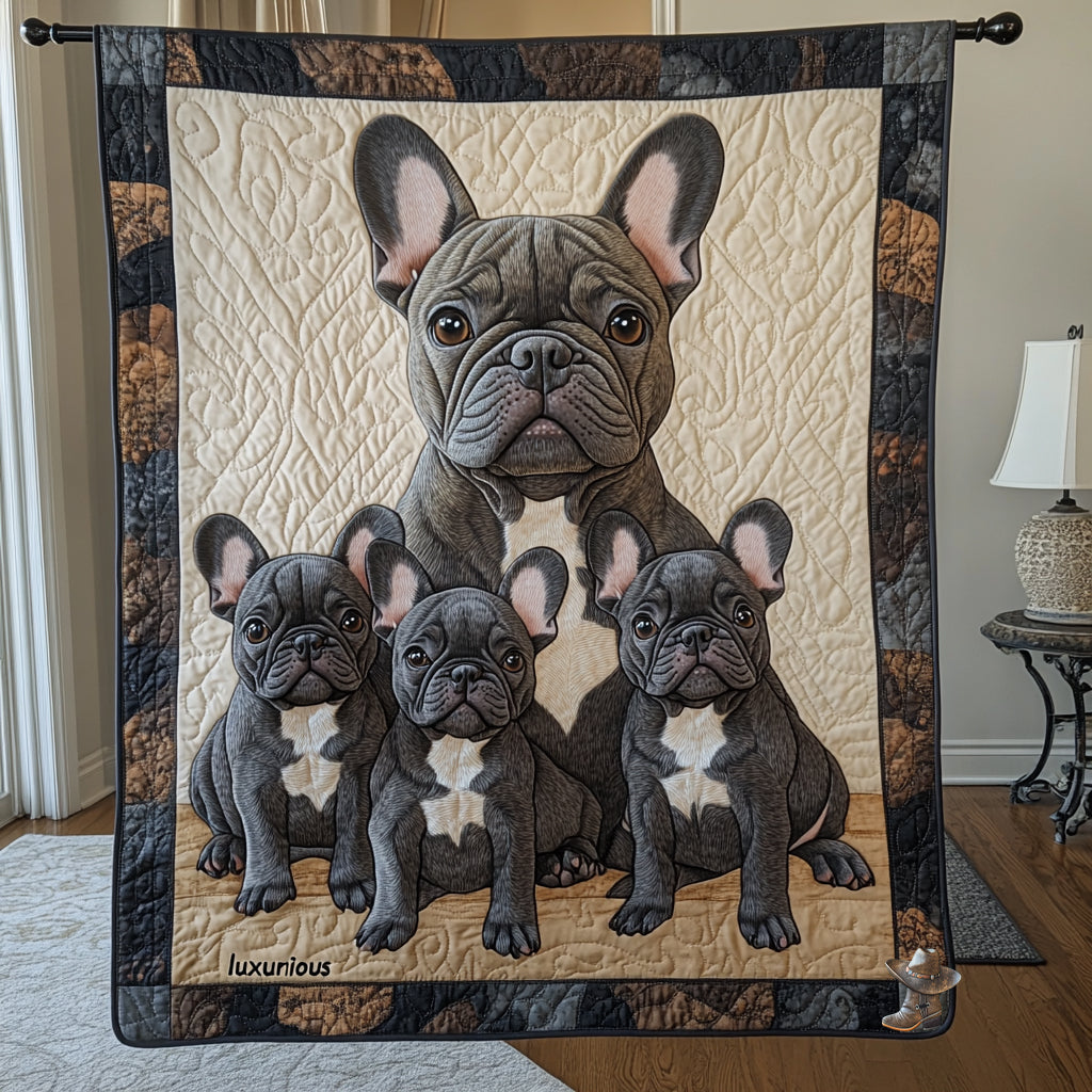 Bulldog Family  WU0511051CL Quilt