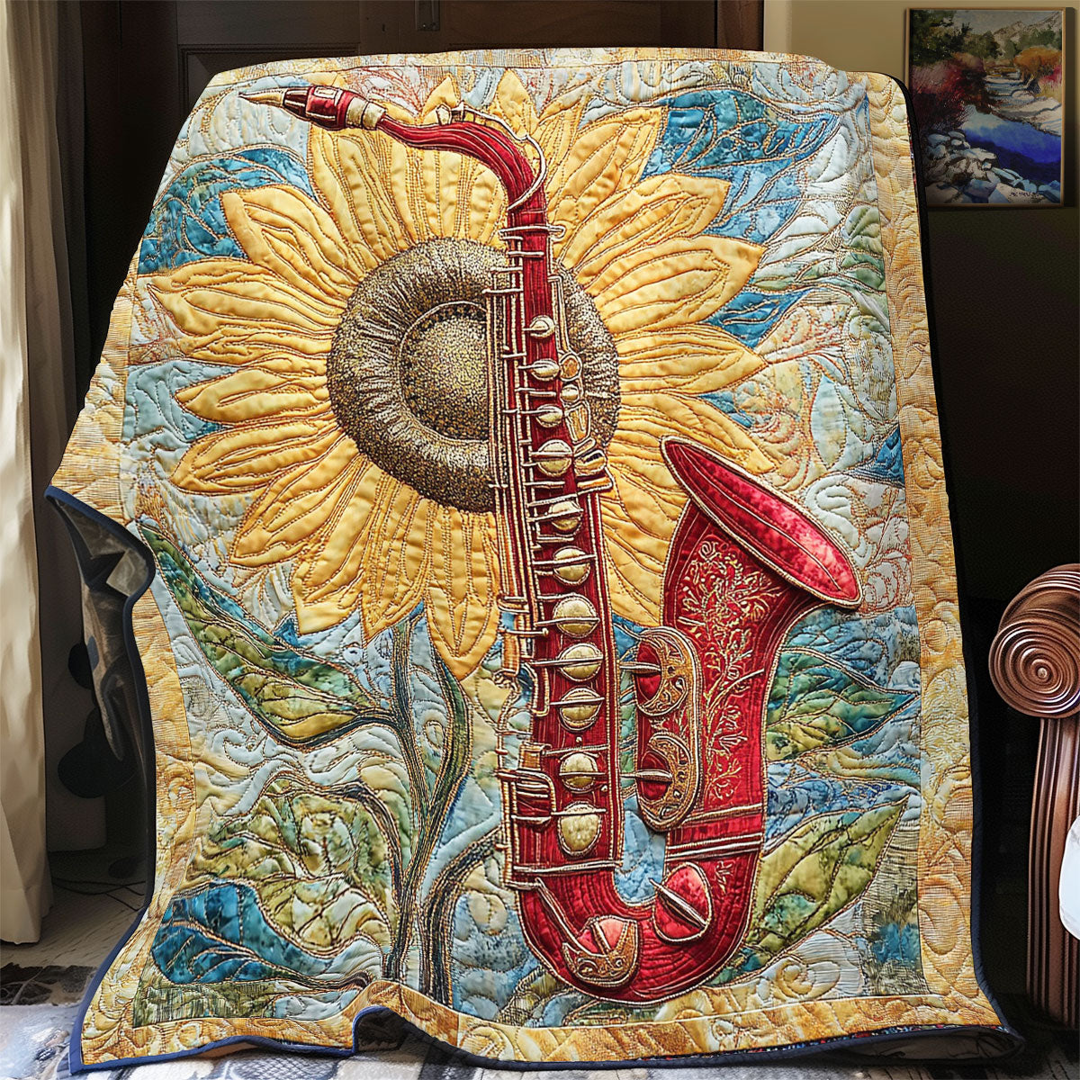 Saxophone And Sunflower WY0202054CL Quilt