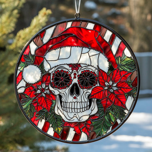 Skull Santa WU0711094CL Stained Glass Suncatcher