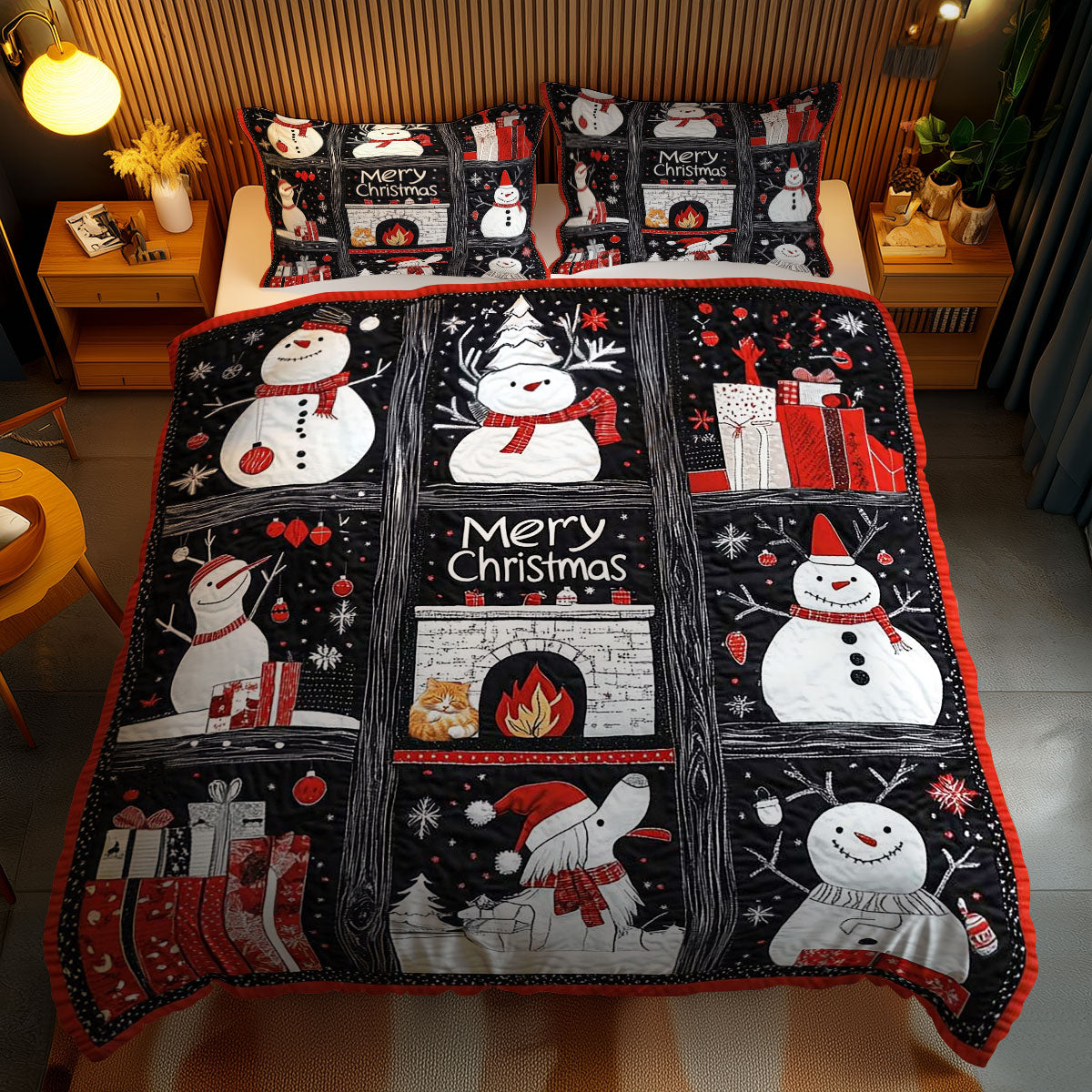 Frosty Black And White Christmas WN1010127CL Duvet Cover Set