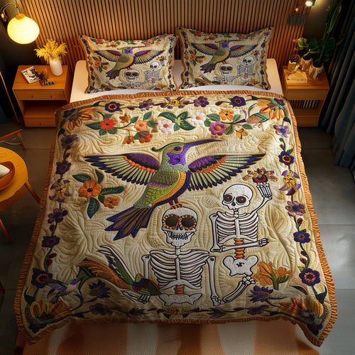 Skeleton Hummingbird Bloom WN2110108CL Duvet Cover Set