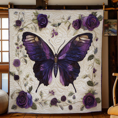 Purple Butterfly And Rose WY1302052CL Quilt
