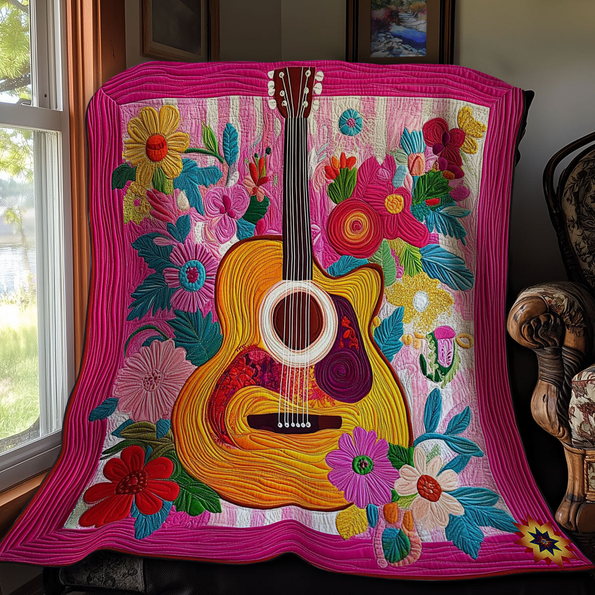 Flower Guitar WY0312057CL Quilt