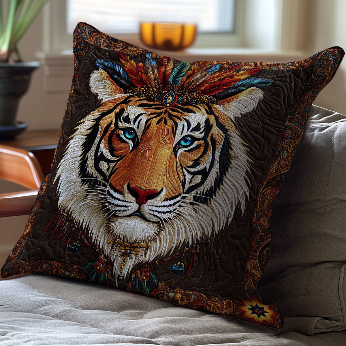 Native American Tiger WY2911072CL Quilt Pillow Case