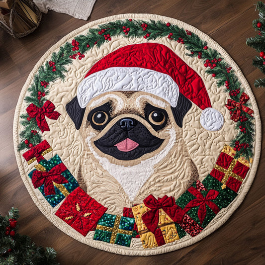 Christmas Carnival Pug CW1109001CL Quilted Round Mat
