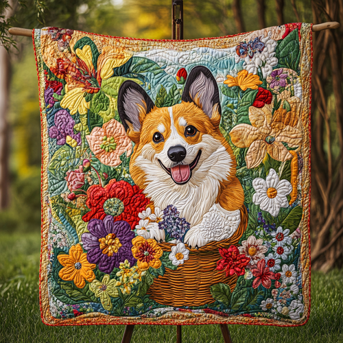 Joyful Corgi Basket WN2309025CL Quilt