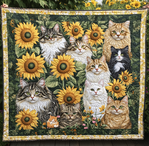 Cat And Flower YR0711013CL Quilt