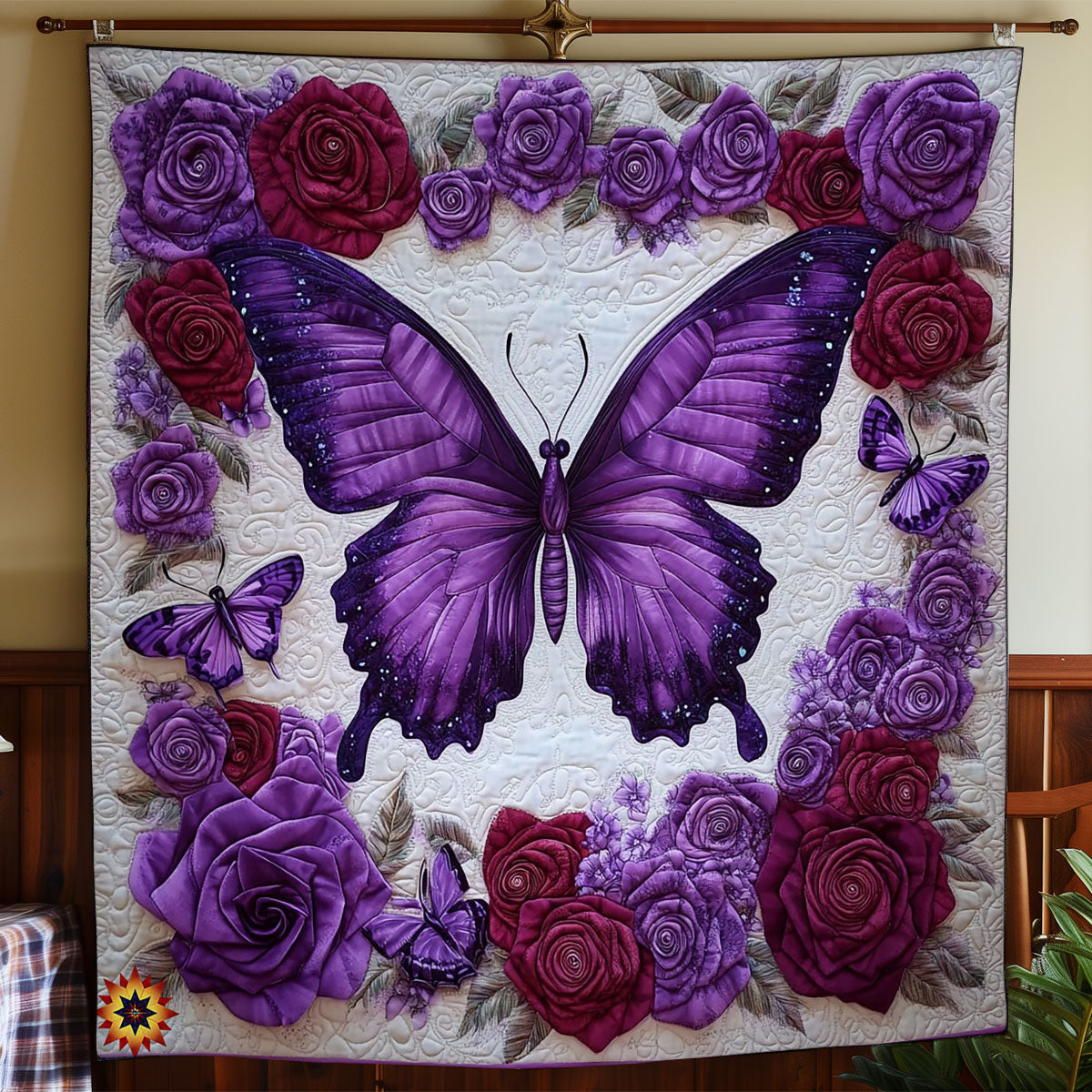 Purple Flower Butterfly WY0912014CL Quilt