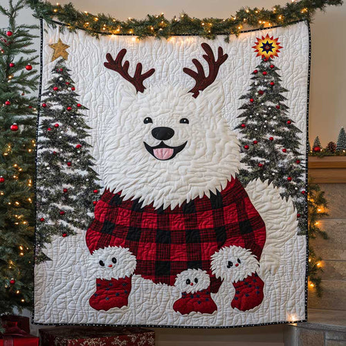 Cozy Samoyed Christmas WN2510055CL Quilt