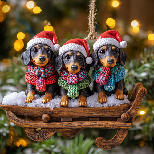 Sleigh Ride Dachshund WN1211096CL Christmas Ornament