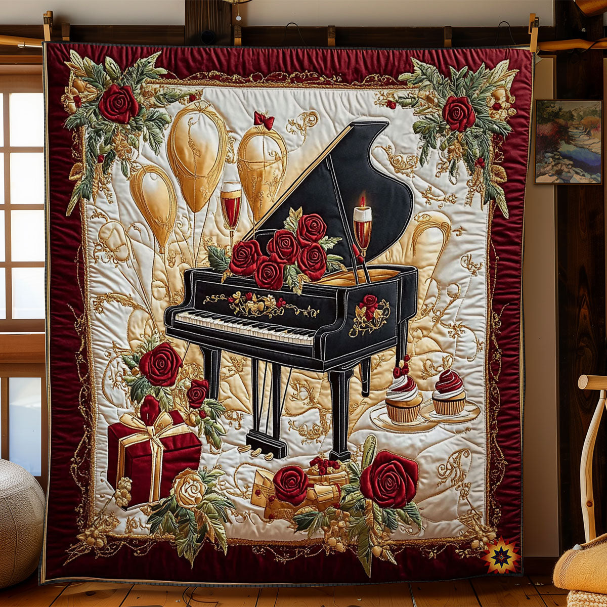 Rose And Piano WY2312056CL Quilt
