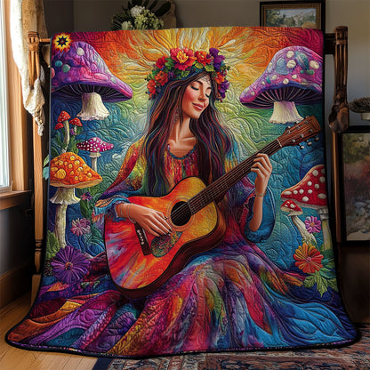 Hippie Girl Playing Guitar WY0312022CL Quilt