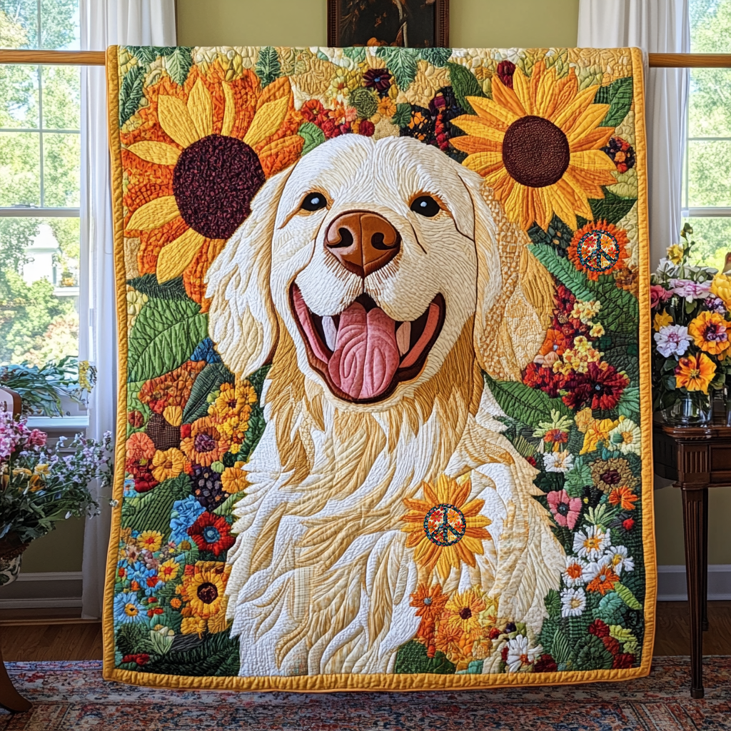 Sunflower Golden Retriever XR0310020CL Quilt
