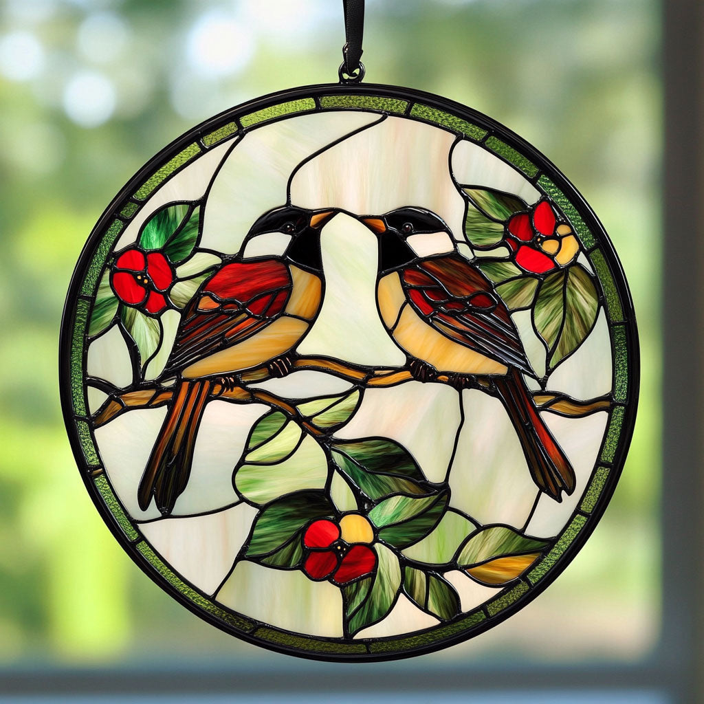 Bird In Holly Branch WY2202105CL Suncatcher