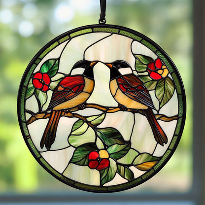 Bird In Holly Branch WY2202105CL Suncatcher