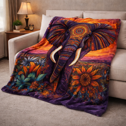 Mandala Elephant QA2401004CL Faux Fur Throw Blanket