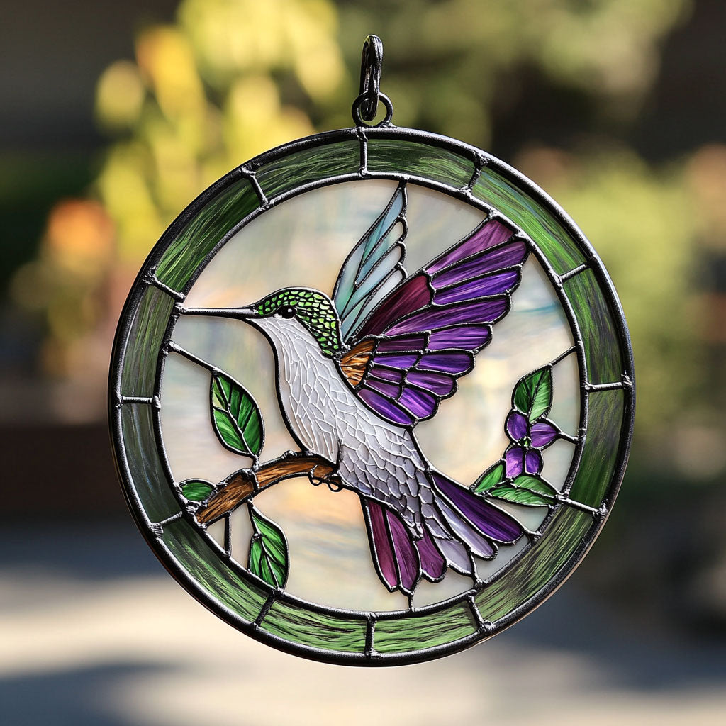 Hummingbird WX0801090CL Stained Glass Suncatcher