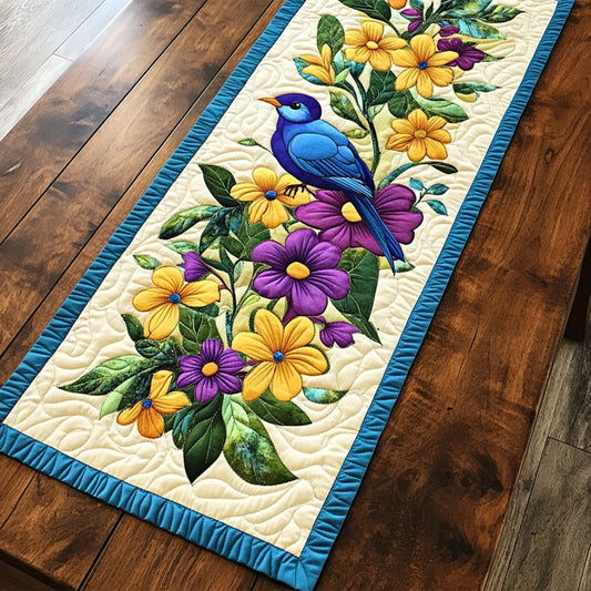 Bird In Hibiscus WY2802018CL Quilted Table Runner