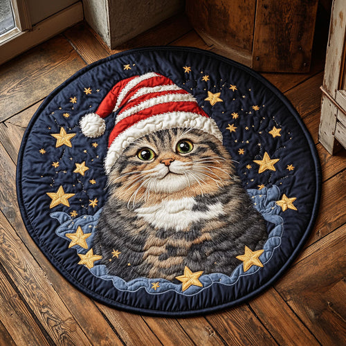 Starry Tabby Cat CW1107043CL Quilted Round Mat