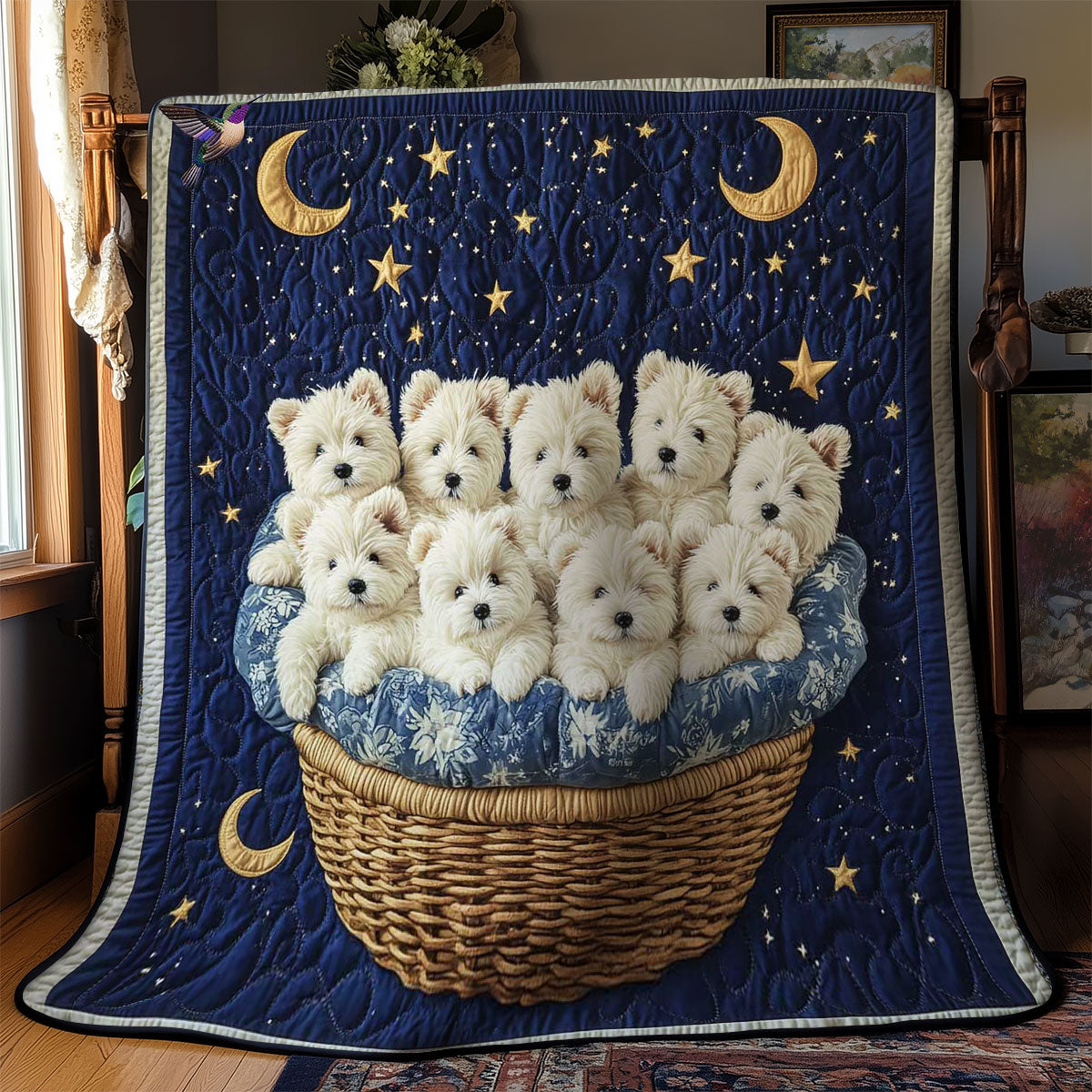Westie Moonlight Basket WN0811064CL Quilt