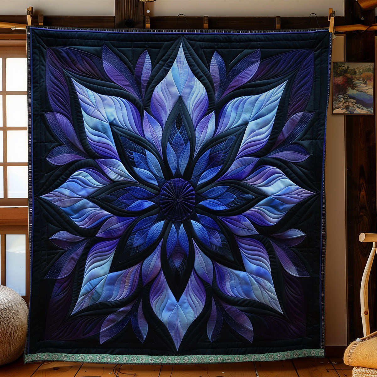 Blue Serene Blossoms WN1309019CL Quilt
