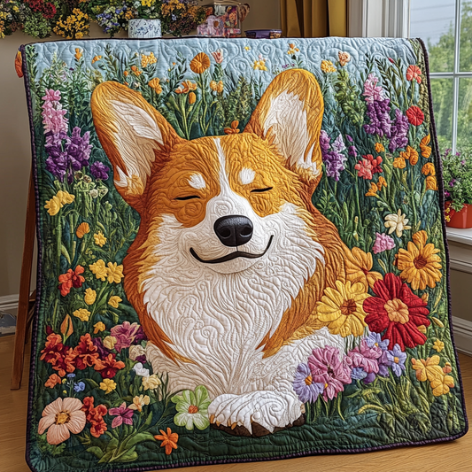 Floral Corgi Serenity WG1601053CL Quilt