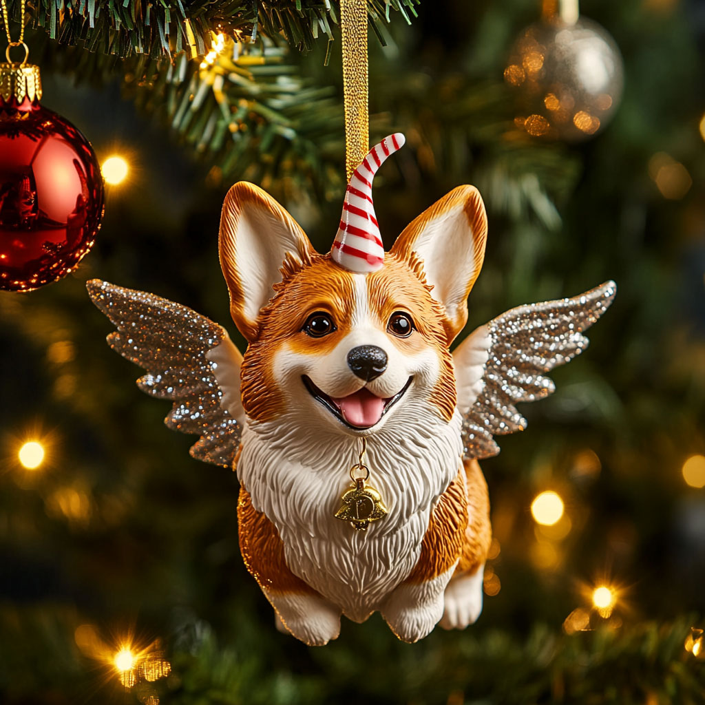 Peppermint Corgi WN1610098CL Christmas Ornament