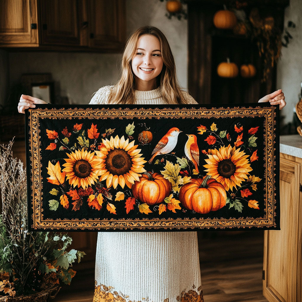 Bright Sunflower Pumpkin WT2709007CL Quilted Table Runner