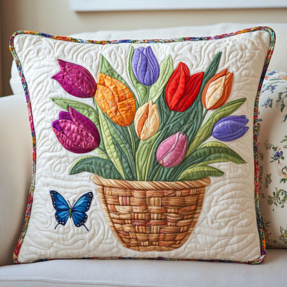 Multicolored Tulips WT0703031CL Quilt Pillow Case
