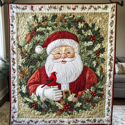 Santa And Cardinal WU0411016CL Quilt