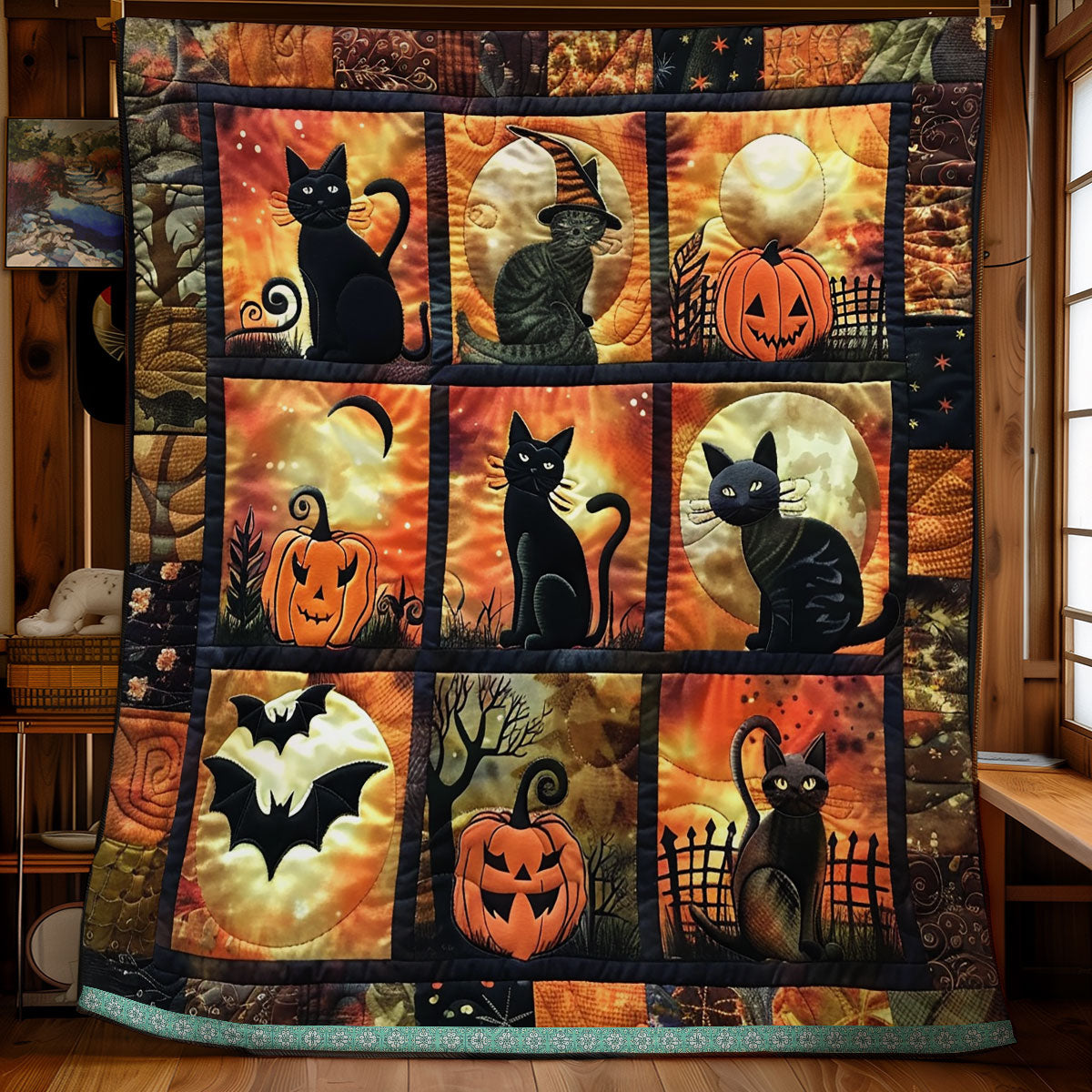 Spooky Halloween Cat WN1309057CL Quilt