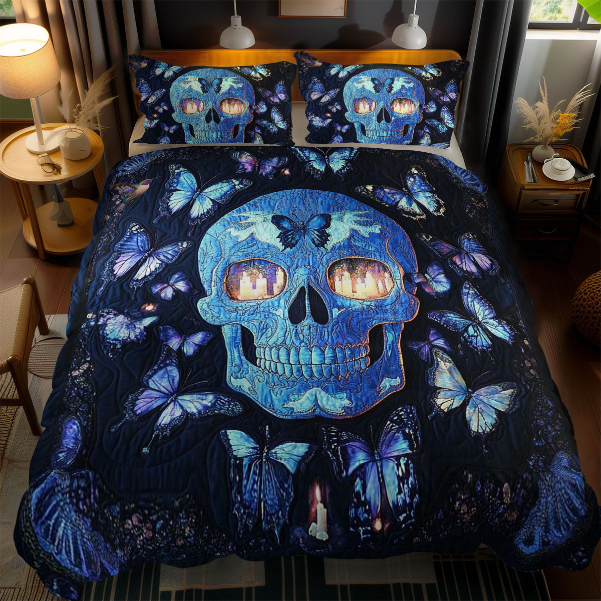 Skull Butterfly Whirl WN2410015CL Duvet Cover Set