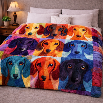 Colorful Dogs QA2301005CL Faux Fur Throw Blanket