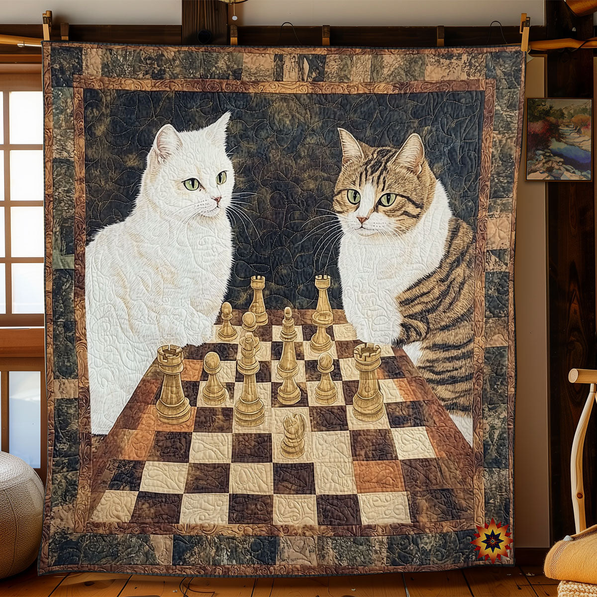 Chess Playing Cat WY2211031CL Quilt