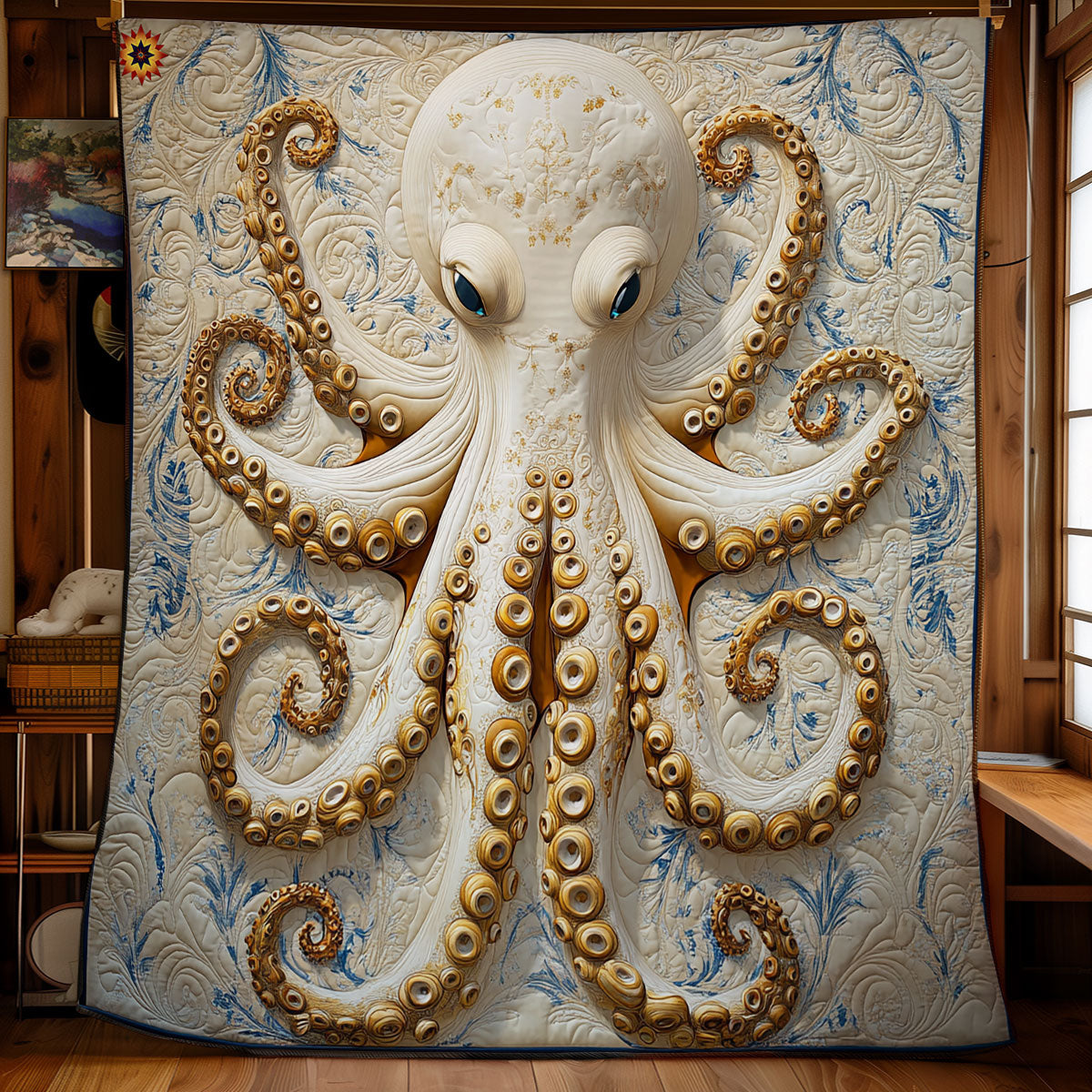 White Sea Octopus WY2011019CL Quilt