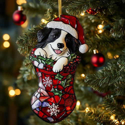 Santa Border Collie Magic WN1510072CL Christmas Ornament