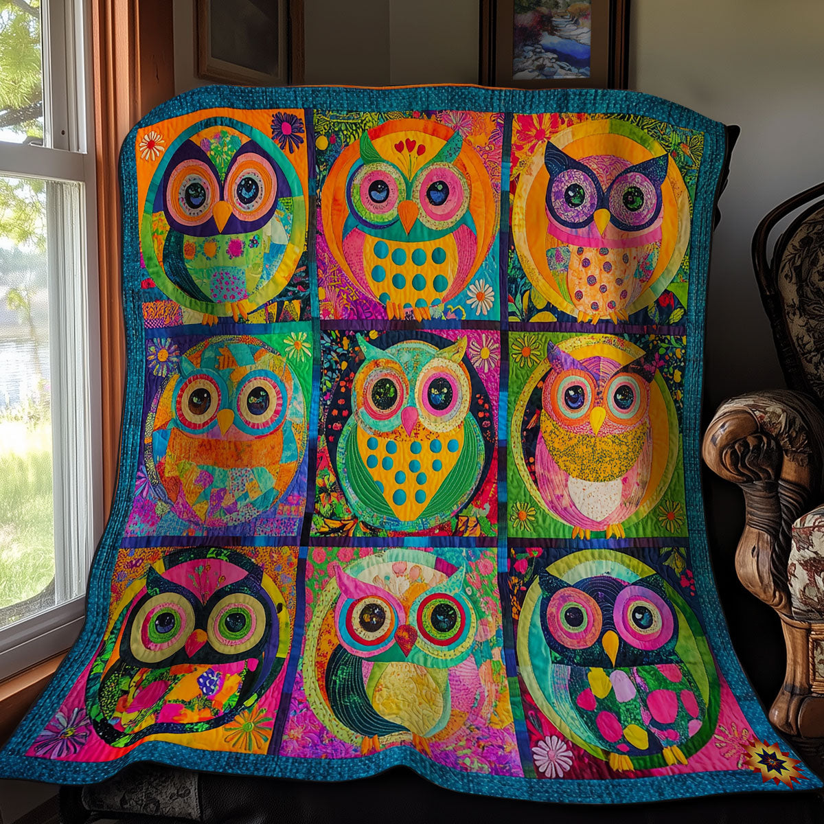 Abstract Colorful Owl WY1211024CL Quilt