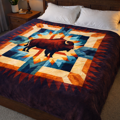 Geometric Bison QA2201002CL Faux Fur Throw Blanket