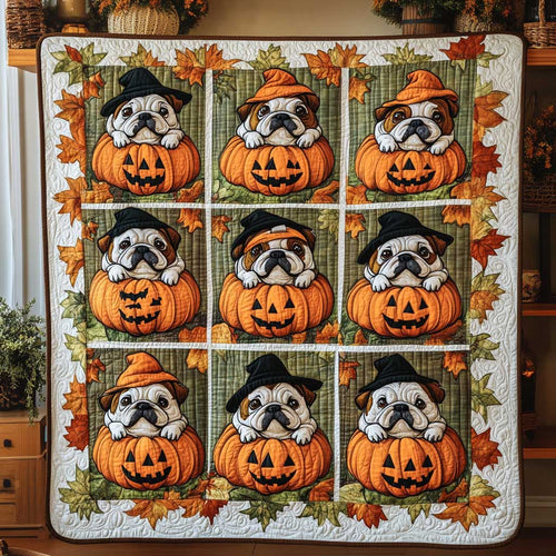 Bulldog Pumpkin Palooza WN2609087CL Quilt