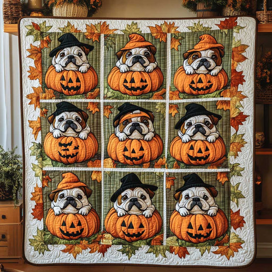 Bulldog Pumpkin Palooza WN2609087CL Quilt