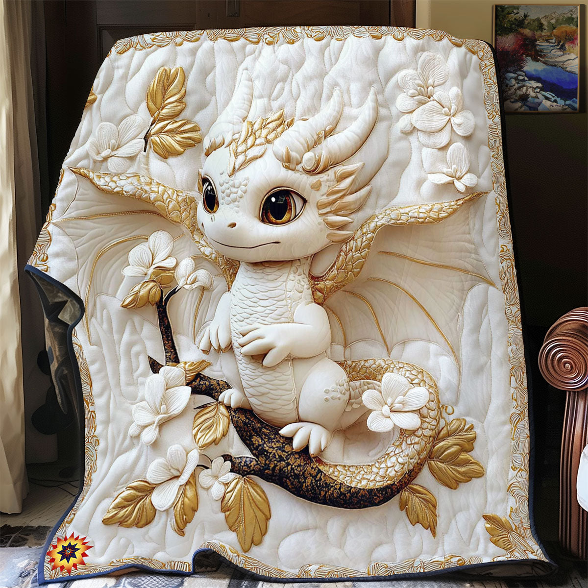 Flower White Dragon WY2211006CL Quilt