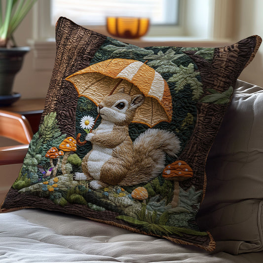 Squirrel Under Rain WY0101065CL Quilt Pillow Case