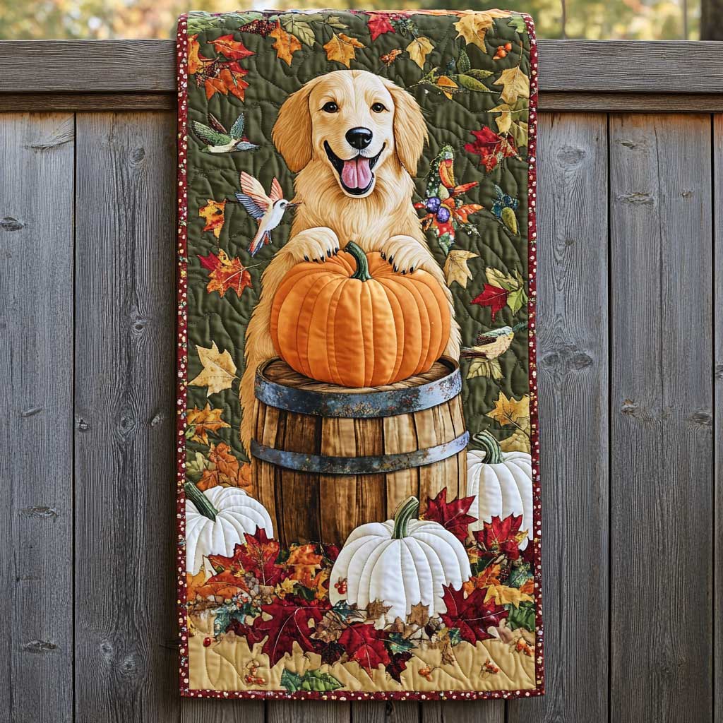 Golden Retriever Pumpkin Bliss WN2609100CL Quilted Table Runner