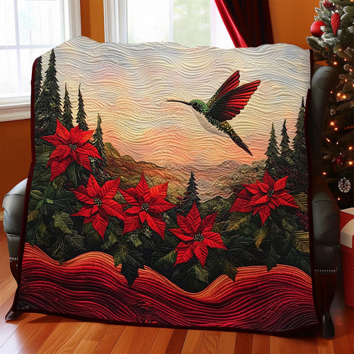 Poinsettias Forest Hummingbird WY1610024CL Quilt