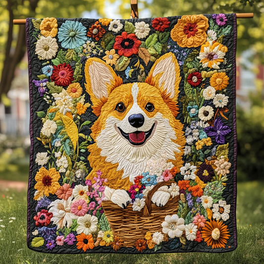 Corgi Springtime Basket WN2309027CL Quilt