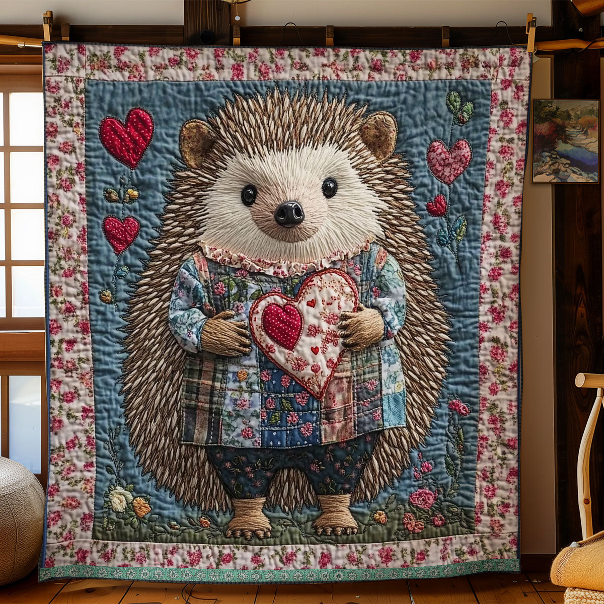 Hegdehog Heart WX0412034CL Quilt