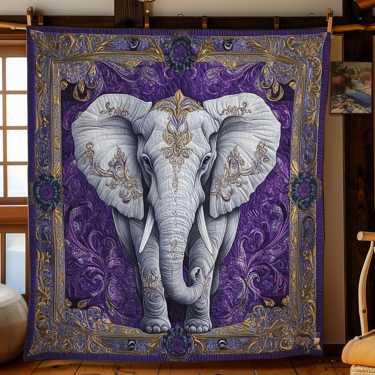 Purple  Mystic Elephant WY0811020CL Quilt